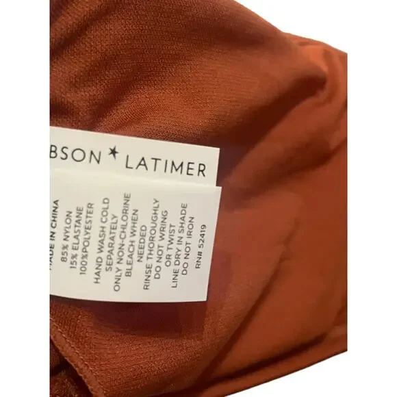 Gibson Latimer Bandeau Grommet Bikini Swim Top | Sz L, Copper Orange - Picture 4 of 7